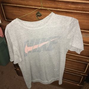 grey and orange Nike T-Shirt